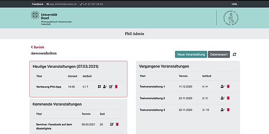 Veranstaltungen Übersicht
